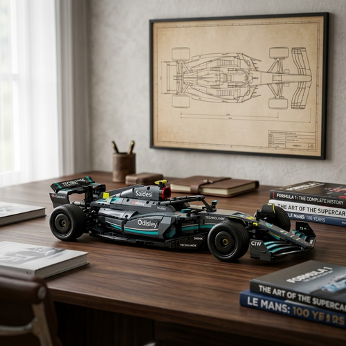 F1 Racing Car Reobrix en briques 1:8 – vue principale de la monoplace rouge sur fond épuré