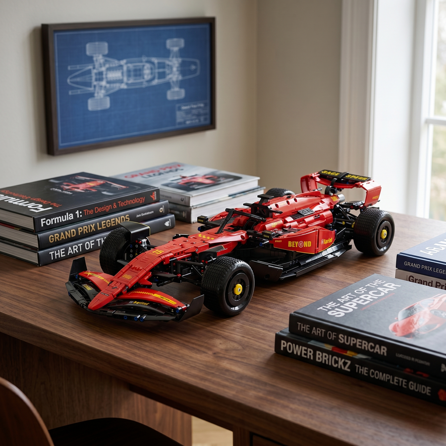 F1 Formula Car Rouge en briques 1:8 – vue principale de la monoplace rouge sur fond épuré