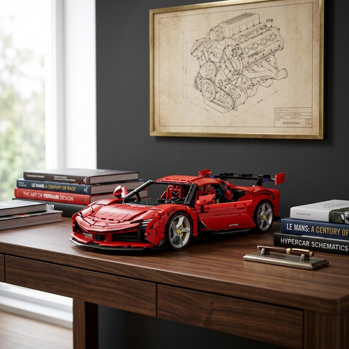 Ferrari SF90 Stradale en briques 1:8 mise en scène luxe – 1000ch hybride maquette compatible LEGO LERU 10723