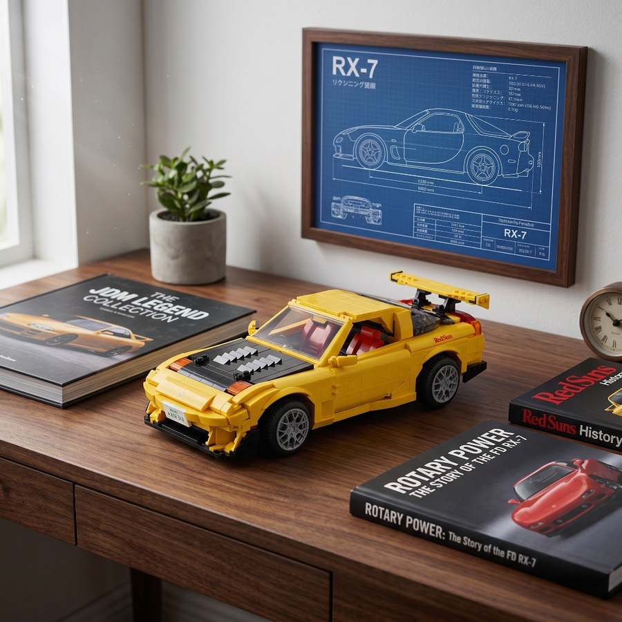 Maquette Mazda RX-7 Initial D en briques 1:8 - Vue principale JDM | TrackBricks