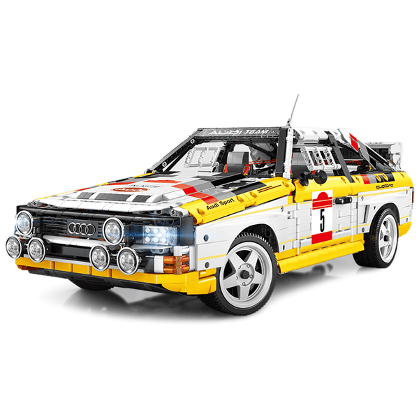 Audi Sport Quattro S1 Group B en briques 1:8 – vue trois-quarts avant avec livrée HB Audi Sport