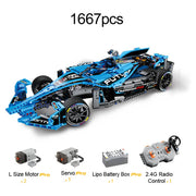 Maquette City Drift Supercar en briques 1:8 - Vue de côté | TrackBricks