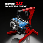 Toyota Supra A80 en briques 1:8 - Détails moteur 2JZ et compartiment | TrackBricks