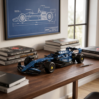 F1 Formula Car Bleu en briques 1:8 – mise en scène lifestyle de la monoplace bleue