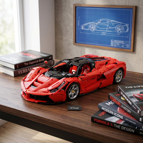 Ferrari LaFerrari en briques 1:8 vue avant - Hypercar italienne rouge CaDA