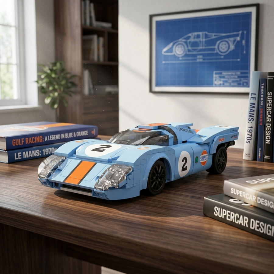 Azure Storm RC en Briques sur un bureau moderne et premium