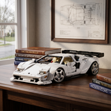 Lamborghini Countach en briques 1:8 – vue principale de la supercar blanche sur fond épuré
