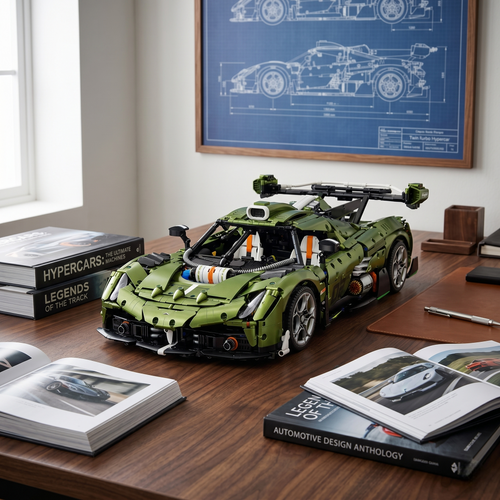 Koenigsegg en briques 1:8 – vue principale de l'hypercar sur fond épuré