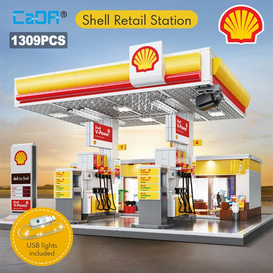 CaDA Shell Station – Station Service à Construire avec Éclairage | TrackBricks