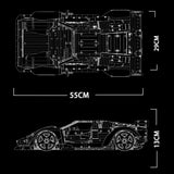 Lamborghini Countach en briques 1:8 – gros plan sur l'intérieur et le tableau de bord