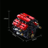 Moteur V8 Turbo Racing en briques - Vue dessus construction 800 pièces | TrackBricks