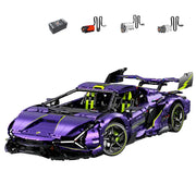 Lamborghini Purple Bull en briques 1:8 – vue du dessus montrant les lignes du toit