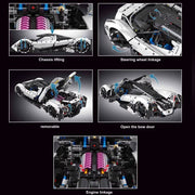 Devel Sixteen V16 en briques 1:8 – vue de face avec phares LED et prises d'air