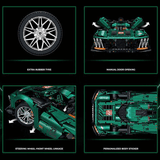 Peugeot Le Mans en briques 1:8 – gros plan sur le cockpit racing détaillé