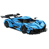 Hypercar V12 Apollo en briques 1:8 vue plongeante - Maquette premium